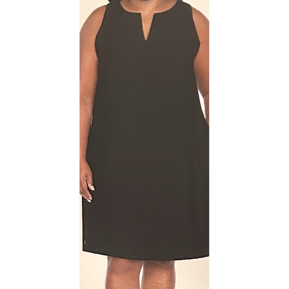 Banana Republic Womens XXL Dress Black Sleeveless VNeck Ponte Midi‎ Keyhole